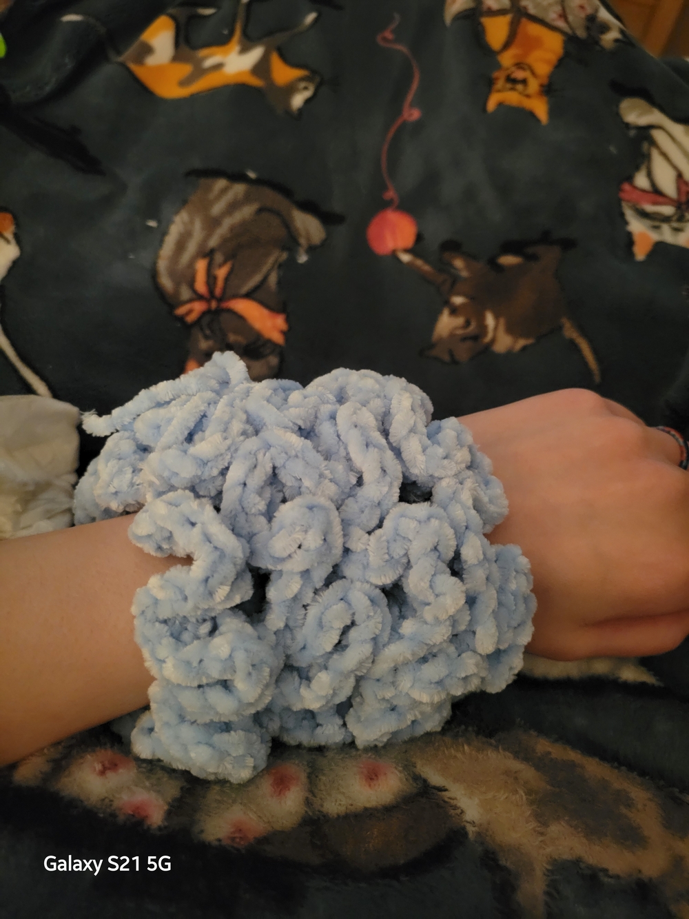 Kids Plush Light Blue Scrunchie Wrist Accessory